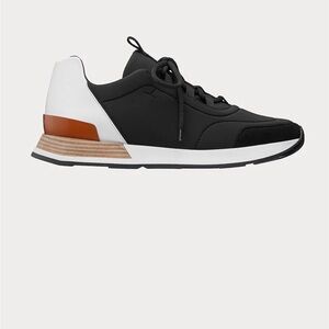 Hermes Black and White Sneakers with Brown Accent